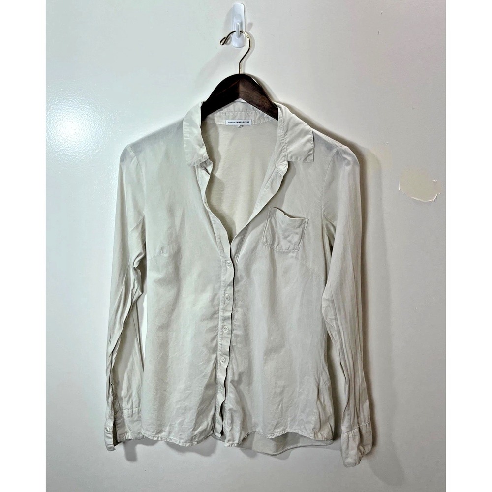 James Perse Womens Button Up Button Down Collared Blouse S 1 Minimalist Relaxed